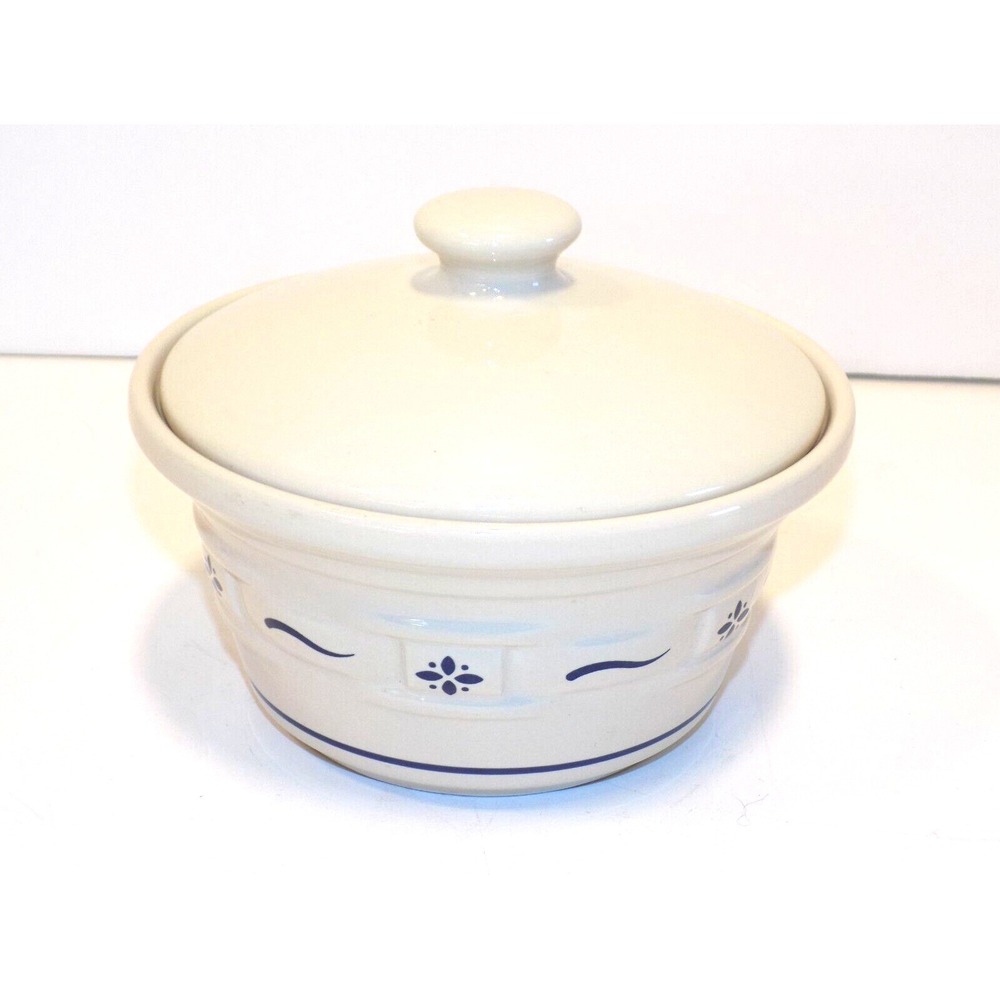 Covered Small Casserole Dish Lidded Bowl Classic Blue Longaberger Pottery